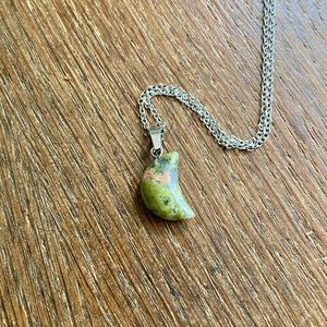 Unakite gemstone moon necklace NWOT